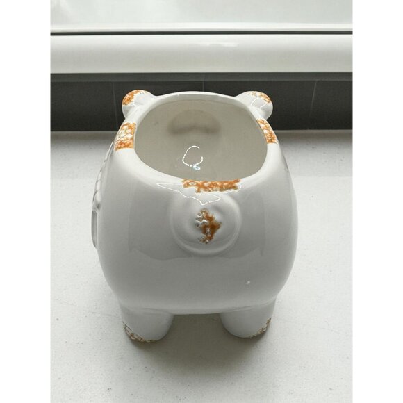 Vintage Ceramic Pig Planter With OINK Text - White & Distressed Orange - Picture 10 of 12